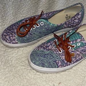 Size 11 Purple/Teal Tribal Vans